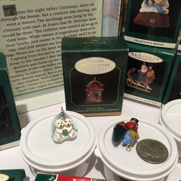 Hallmark Mini Ornaments Lot Assorted Night Before Christmas Tin and others - Picture 10 of 11